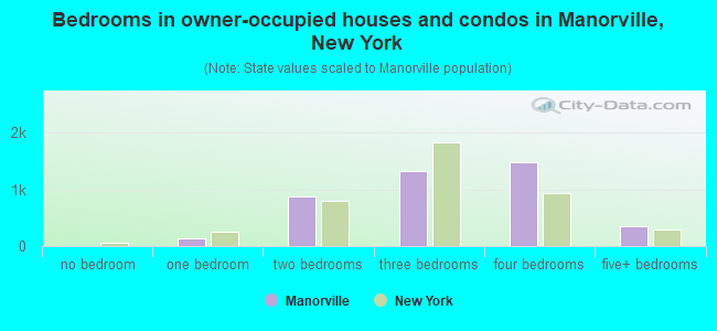 Bedrooms in owner-occupied houses and condos in Manorville, New York