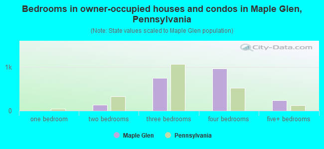 Bedrooms in owner-occupied houses and condos in Maple Glen, Pennsylvania