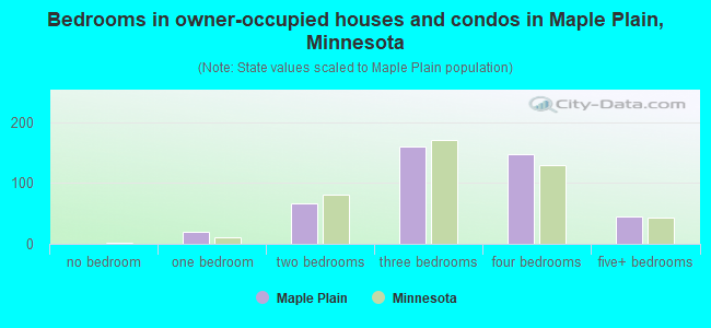 Bedrooms in owner-occupied houses and condos in Maple Plain, Minnesota