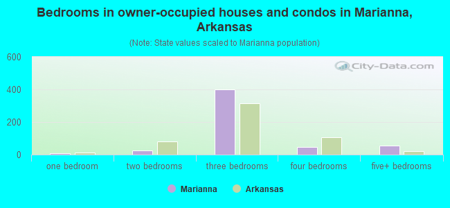 Bedrooms in owner-occupied houses and condos in Marianna, Arkansas