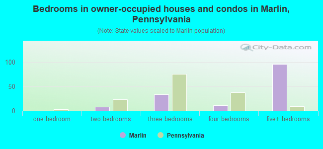 Bedrooms in owner-occupied houses and condos in Marlin, Pennsylvania