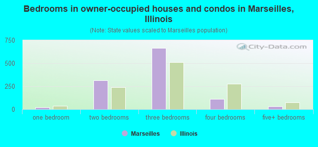 Bedrooms in owner-occupied houses and condos in Marseilles, Illinois