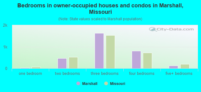Bedrooms in owner-occupied houses and condos in Marshall, Missouri