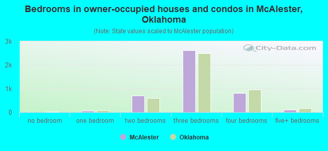 Bedrooms in owner-occupied houses and condos in McAlester, Oklahoma