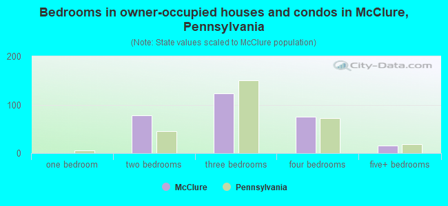 Bedrooms in owner-occupied houses and condos in McClure, Pennsylvania