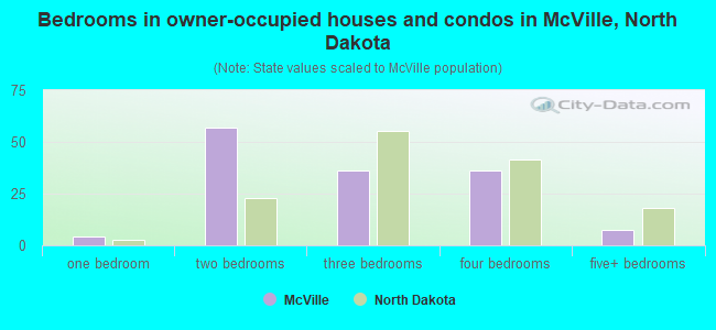 Bedrooms in owner-occupied houses and condos in McVille, North Dakota