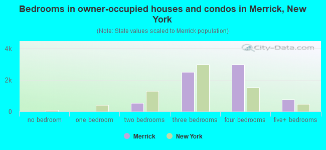 Bedrooms in owner-occupied houses and condos in Merrick, New York