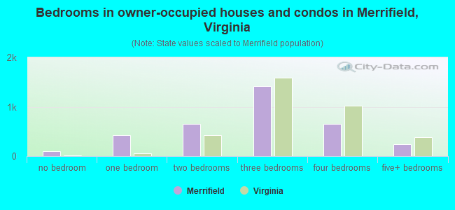 Bedrooms in owner-occupied houses and condos in Merrifield, Virginia
