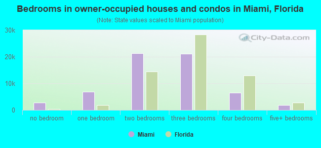 Bedrooms in owner-occupied houses and condos in Miami, Florida