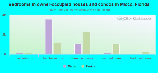 Bedrooms in owner-occupied houses and condos in Micco, Florida