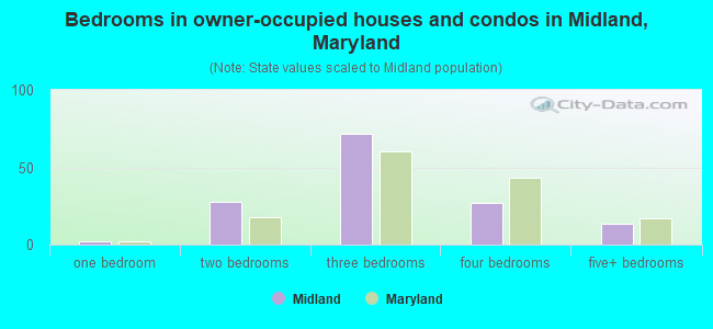 Bedrooms in owner-occupied houses and condos in Midland, Maryland
