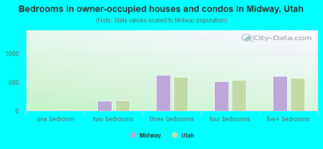 Bedrooms in owner-occupied houses and condos in Midway, Utah