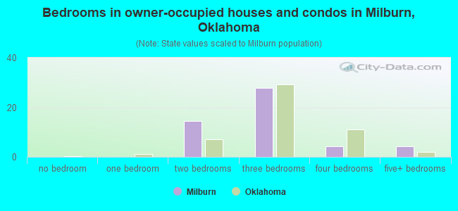 Bedrooms in owner-occupied houses and condos in Milburn, Oklahoma