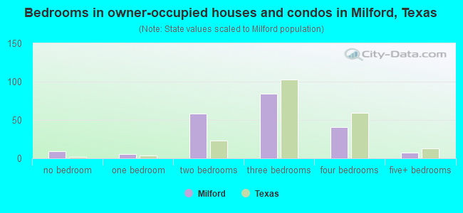 Bedrooms in owner-occupied houses and condos in Milford, Texas