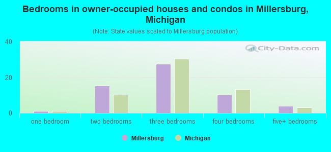Bedrooms in owner-occupied houses and condos in Millersburg, Michigan