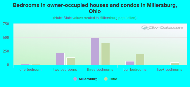 Bedrooms in owner-occupied houses and condos in Millersburg, Ohio