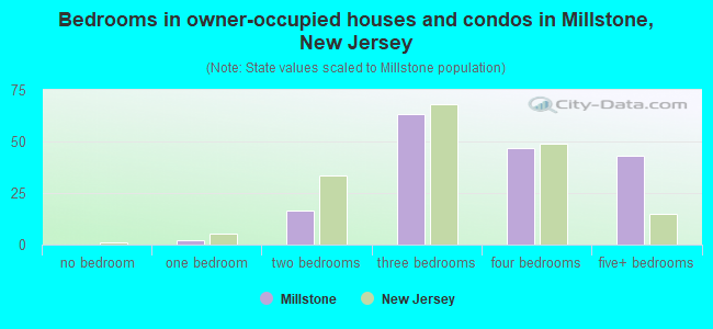 Bedrooms in owner-occupied houses and condos in Millstone, New Jersey