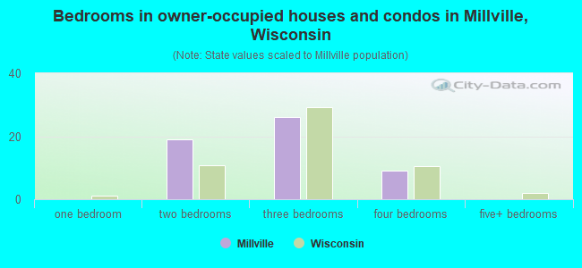 Bedrooms in owner-occupied houses and condos in Millville, Wisconsin