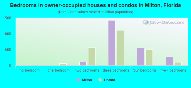 Bedrooms in owner-occupied houses and condos in Milton, Florida