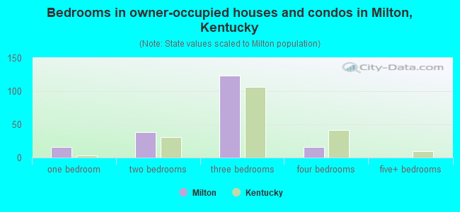 Bedrooms in owner-occupied houses and condos in Milton, Kentucky