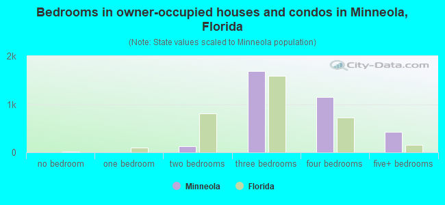 Bedrooms in owner-occupied houses and condos in Minneola, Florida