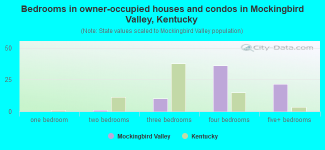 Bedrooms in owner-occupied houses and condos in Mockingbird Valley, Kentucky