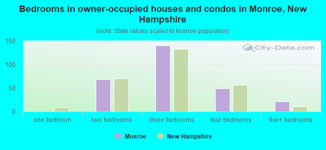 Bedrooms in owner-occupied houses and condos in Monroe, New Hampshire