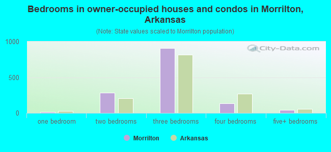 Bedrooms in owner-occupied houses and condos in Morrilton, Arkansas
