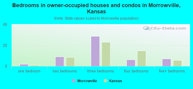 Bedrooms in owner-occupied houses and condos in Morrowville, Kansas