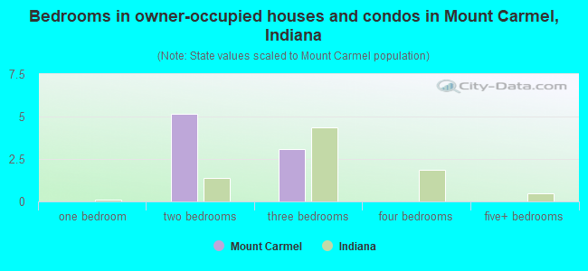 Bedrooms in owner-occupied houses and condos in Mount Carmel, Indiana