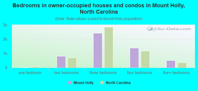 Bedrooms in owner-occupied houses and condos in Mount Holly, North Carolina