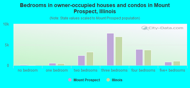 Bedrooms in owner-occupied houses and condos in Mount Prospect, Illinois