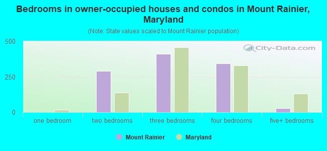 Bedrooms in owner-occupied houses and condos in Mount Rainier, Maryland
