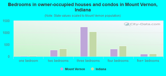 Bedrooms in owner-occupied houses and condos in Mount Vernon, Indiana