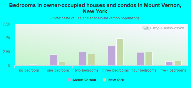 Bedrooms in owner-occupied houses and condos in Mount Vernon, New York