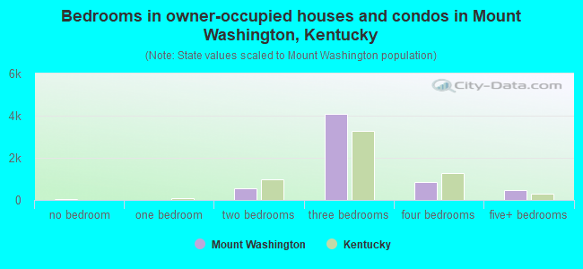 Bedrooms in owner-occupied houses and condos in Mount Washington, Kentucky