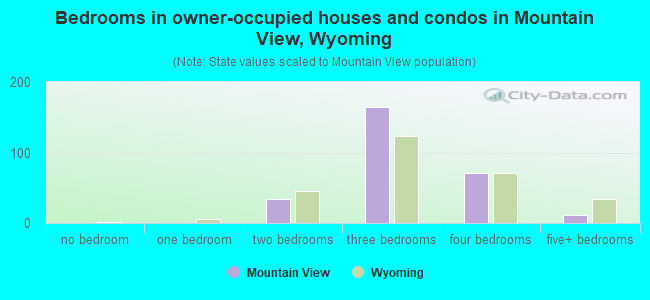 Bedrooms in owner-occupied houses and condos in Mountain View, Wyoming