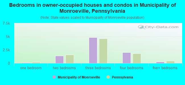 Bedrooms in owner-occupied houses and condos in Municipality of Monroeville, Pennsylvania