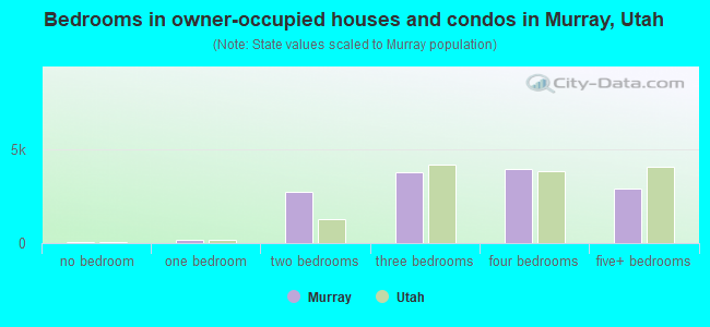 Bedrooms in owner-occupied houses and condos in Murray, Utah