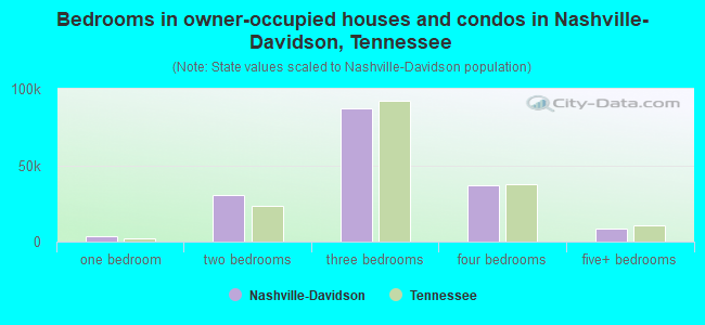 Bedrooms in owner-occupied houses and condos in Nashville-Davidson, Tennessee