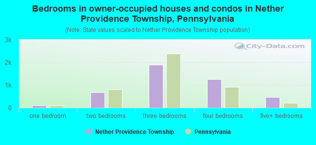 Bedrooms in owner-occupied houses and condos in Nether Providence Township, Pennsylvania