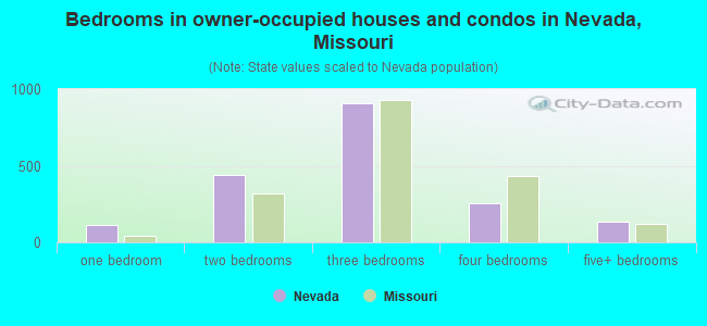 Bedrooms in owner-occupied houses and condos in Nevada, Missouri