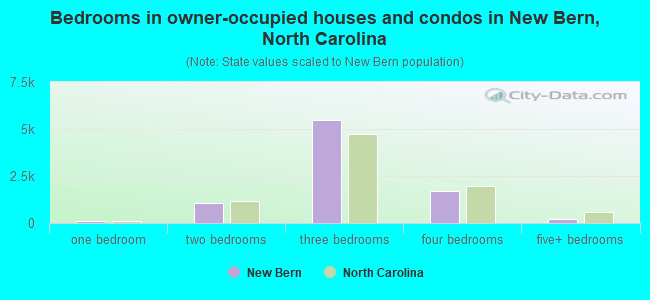 Bedrooms in owner-occupied houses and condos in New Bern, North Carolina