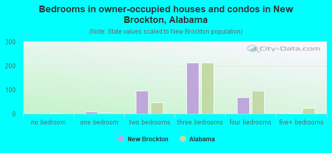 Bedrooms in owner-occupied houses and condos in New Brockton, Alabama