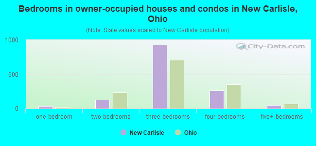 Bedrooms in owner-occupied houses and condos in New Carlisle, Ohio