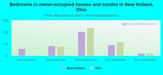 Bedrooms in owner-occupied houses and condos in New Holland, Ohio