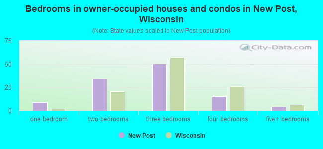 Bedrooms in owner-occupied houses and condos in New Post, Wisconsin