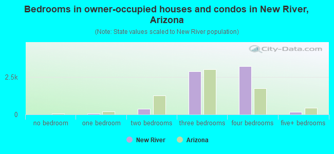 Bedrooms in owner-occupied houses and condos in New River, Arizona