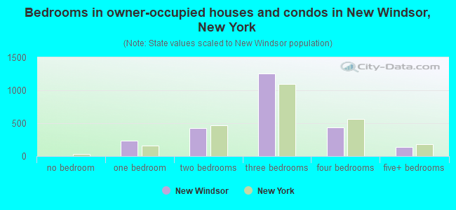 Bedrooms in owner-occupied houses and condos in New Windsor, New York