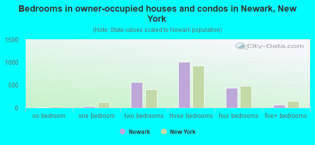 Bedrooms in owner-occupied houses and condos in Newark, New York